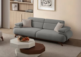 Atelier Del Sofa Bonjo Walnut - Grey, Sofá de 3 plazas